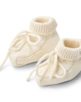 Knitted shoes, cream, 3-6 months