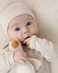 Baby hat, cream striped, 3-6 months