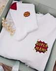 Socken "Super Mami" - für die Heldin des Alltags