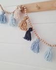 Garland with tassels in blue and brown