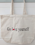 Sac / cabas « Go love yourself » avec cœur brodé