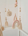 Mobile "Boho Rose" with three rainbows and tassels