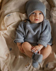 Organic Knitted Sweater Dusty Blue, 6-12 Months