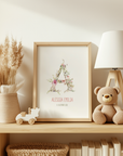 Affiche de naissance / Poster pour chambre d'enfant : Monogramme floral