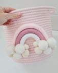 Storage basket with pink rainbow