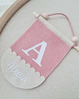 Pennant "Shell" with name, old rose/beige