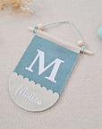Pennant "Shell" with name, blue/beige