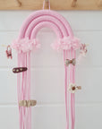 Support de barrettes « Arc-en-ciel rose avec des fleurs »