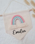 Fabric pennant with rainbow, customizable with colors and names
