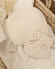 Knitted beanie, cream, 3-6 months
