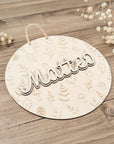 Desired colors: Wooden sign with rainbow and plotted name