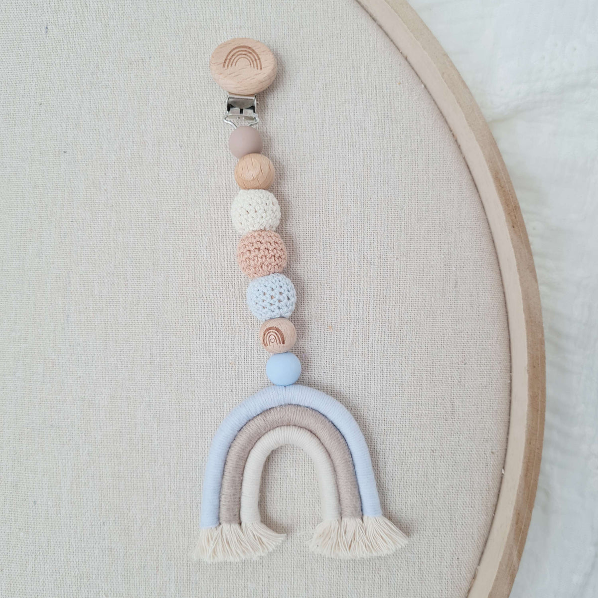 Pram garland long "Rainbow Brown Blue"