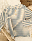 Long-sleeve baby bodysuit "blue striped", size 68 (3-6 months), organic cotton