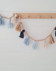 Garland with tassels in blue and brown