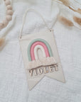 Desired colors: Wooden bunting with rainbow and names