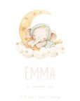 Birth poster / Nursery poster: Sleeping animals / Handwriting