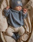Organic Knitted Sweater Dusty Blue, 6-12 Months