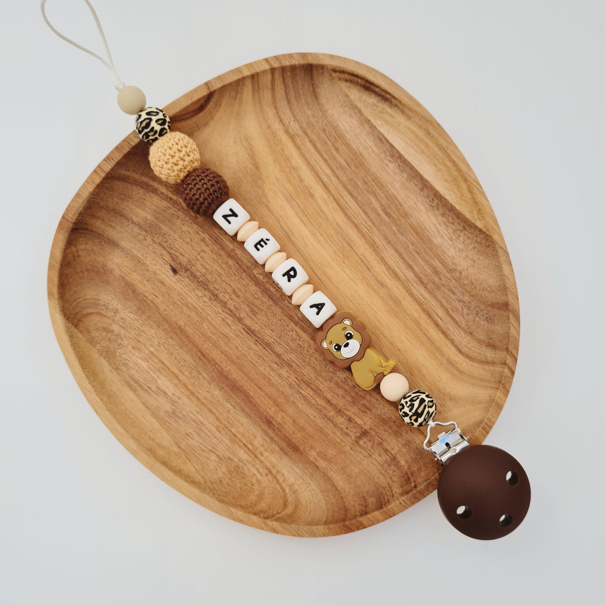 Dummy clip / Pacifier chain "brown lion"