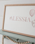 Birth poster / Nursery poster: Bunny with pink balloon