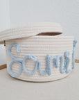 Basket with lid and personalized lettering