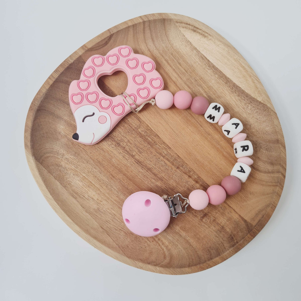 Teething chain "pink hedgehog"