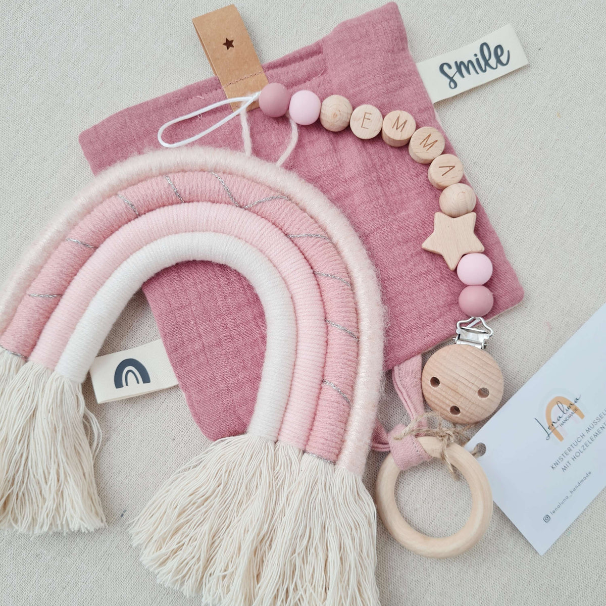 Gift Set "Blush &amp; Dusty Pink with Crinkle Cloth and Rainbow"