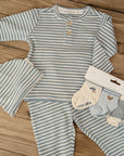 Long-sleeve baby bodysuit "blue striped", size 68 (3-6 months), organic cotton