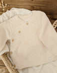 Knitted wrap cardigan in cream, size 68 (3-6 months), organic cotton