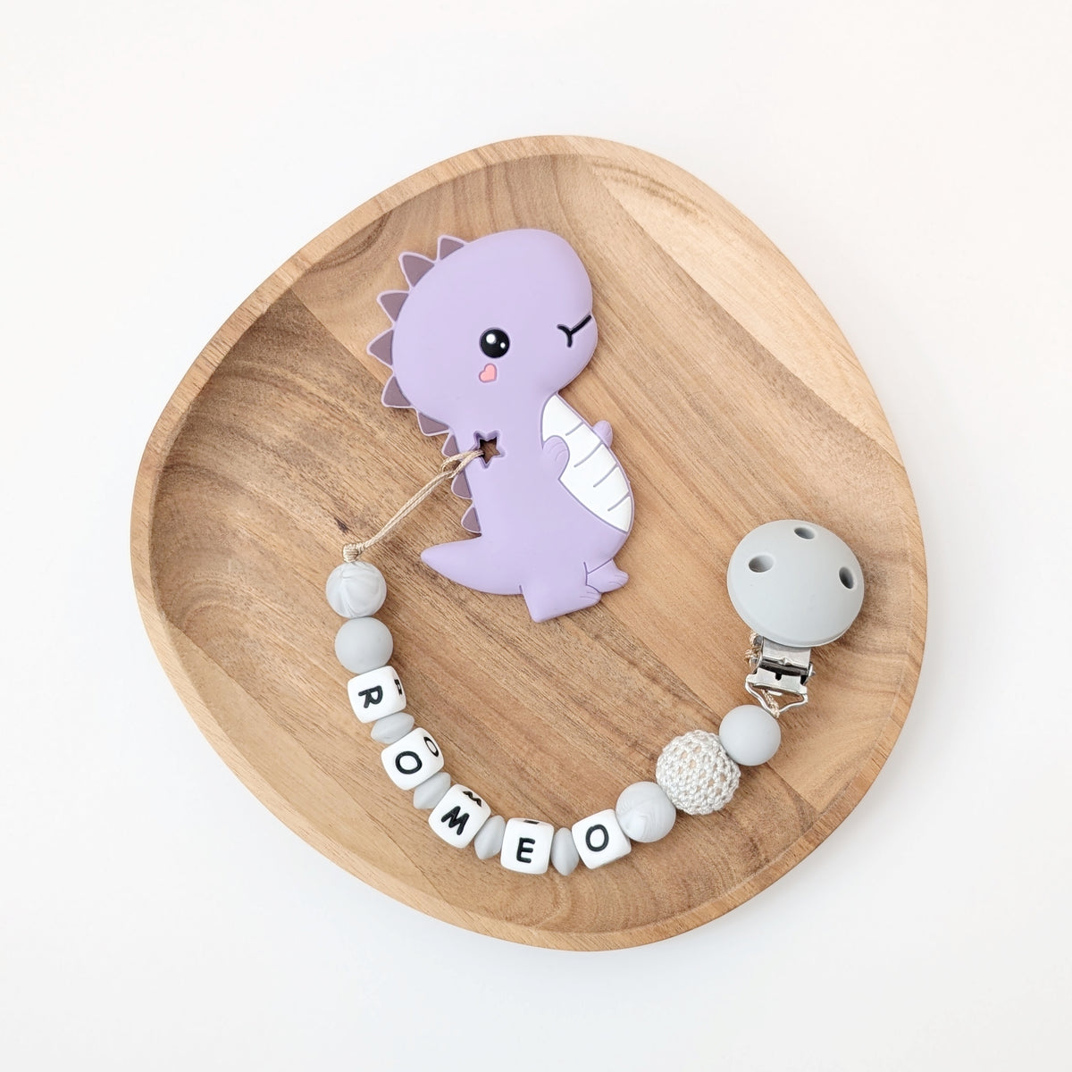 Teething / Pacifier Chain "Purple Dino"