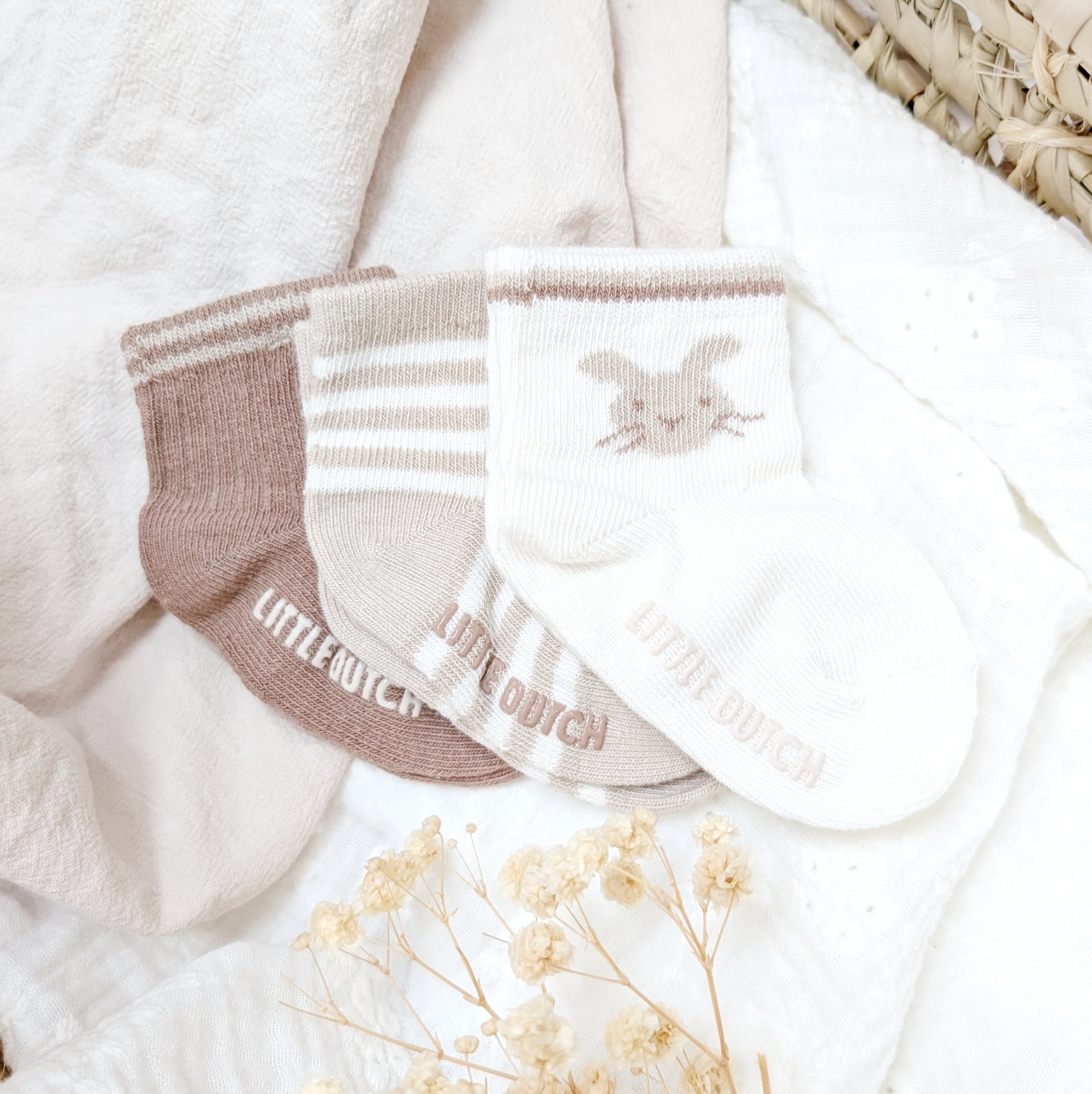Babysocken Hase/braun im Dreierset