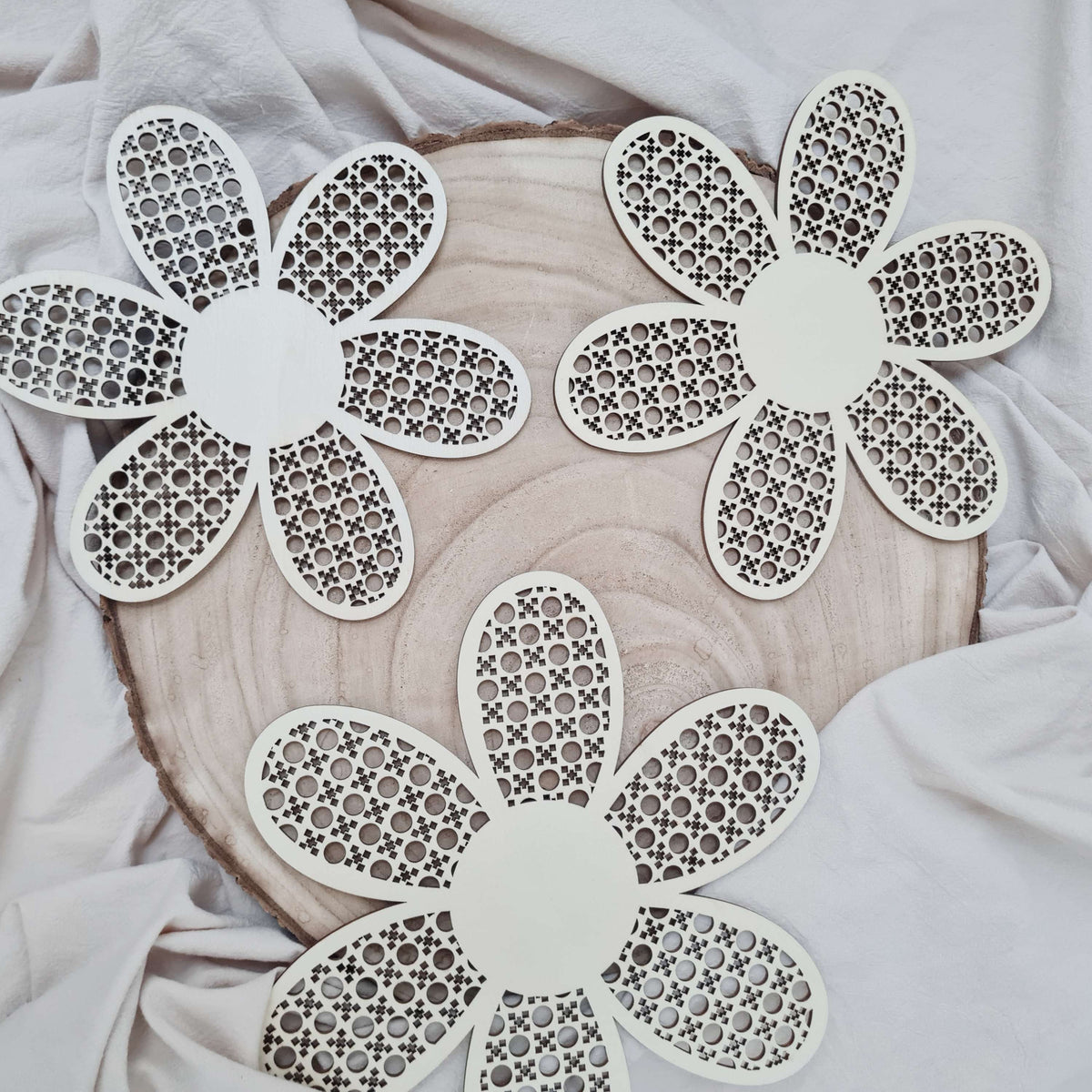 Wooden Flowers Wall Decor, Set of 3