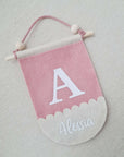 Fanion "Coquillage" avec nom, vieux rose/beige