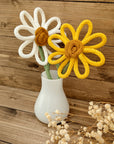 Knitted Tube Flowers: Sunflower and Daisy