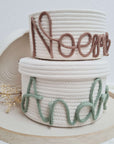 Basket with lid and personalized lettering