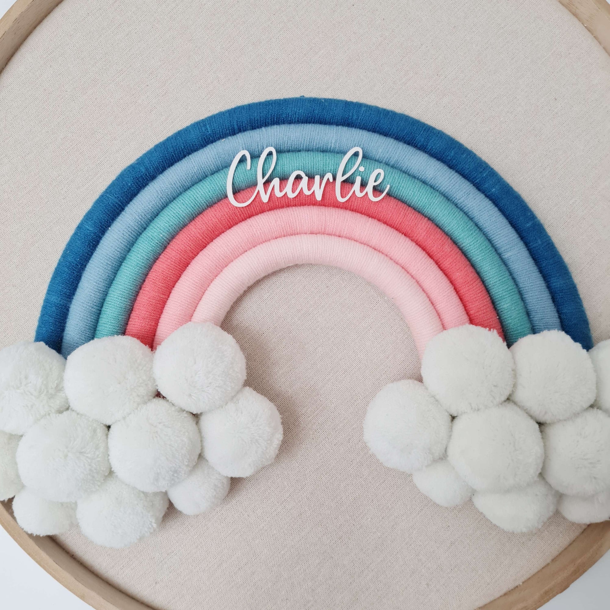 Regenbogen mit Wolken "Blau Pink"