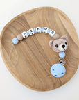 Pacifier chain "crocheted bear", light blue version