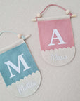 Fanion "Coquillage" avec nom, vieux rose/beige