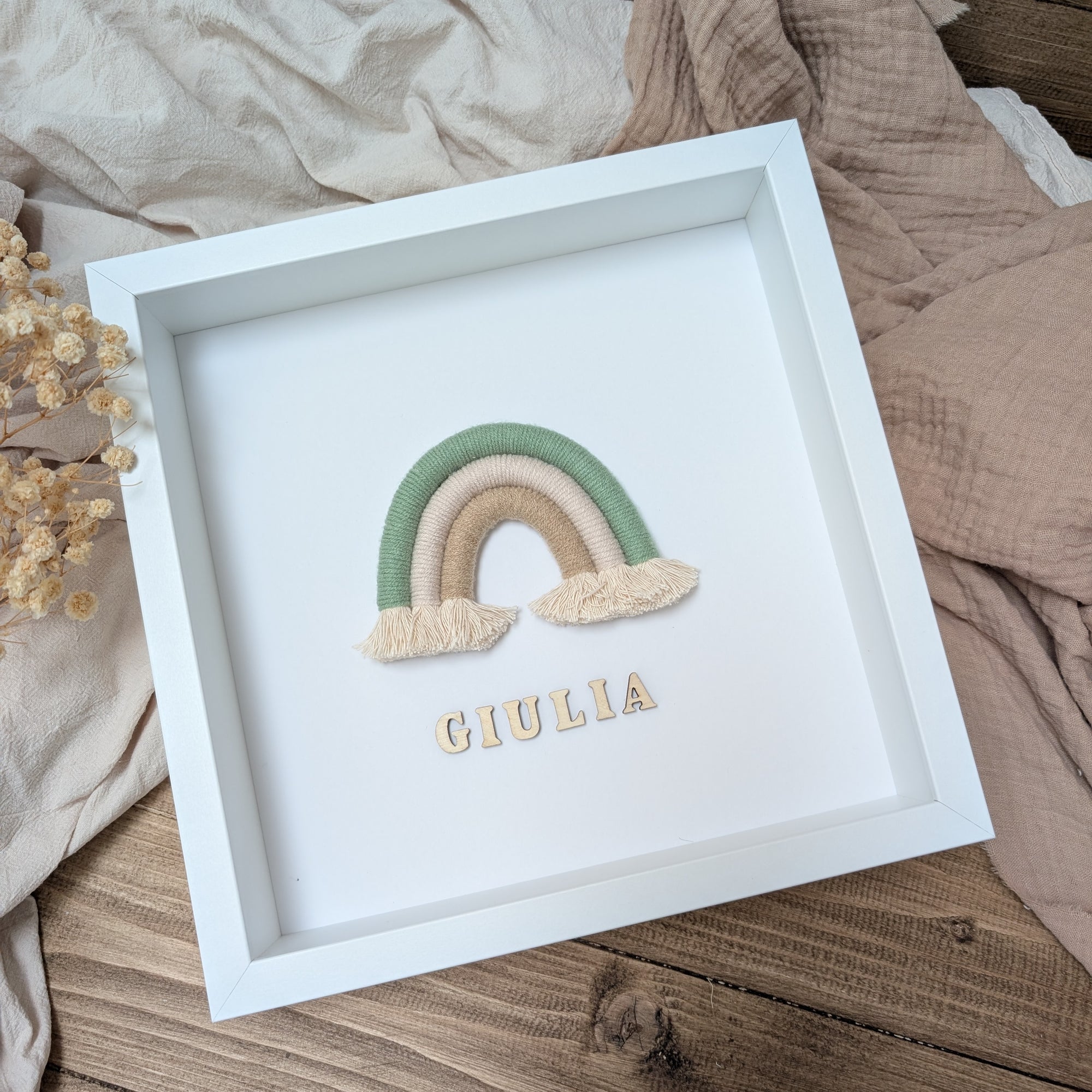 Picture frame with rainbow and names