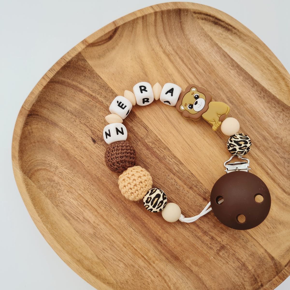Dummy clip / Pacifier chain "brown lion"