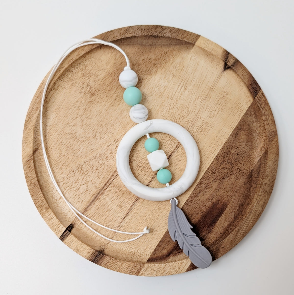 Pram chain long "Dreamcatcher mint/grey"