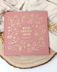 Baby Diary "My First Year", old rose with gold embossing