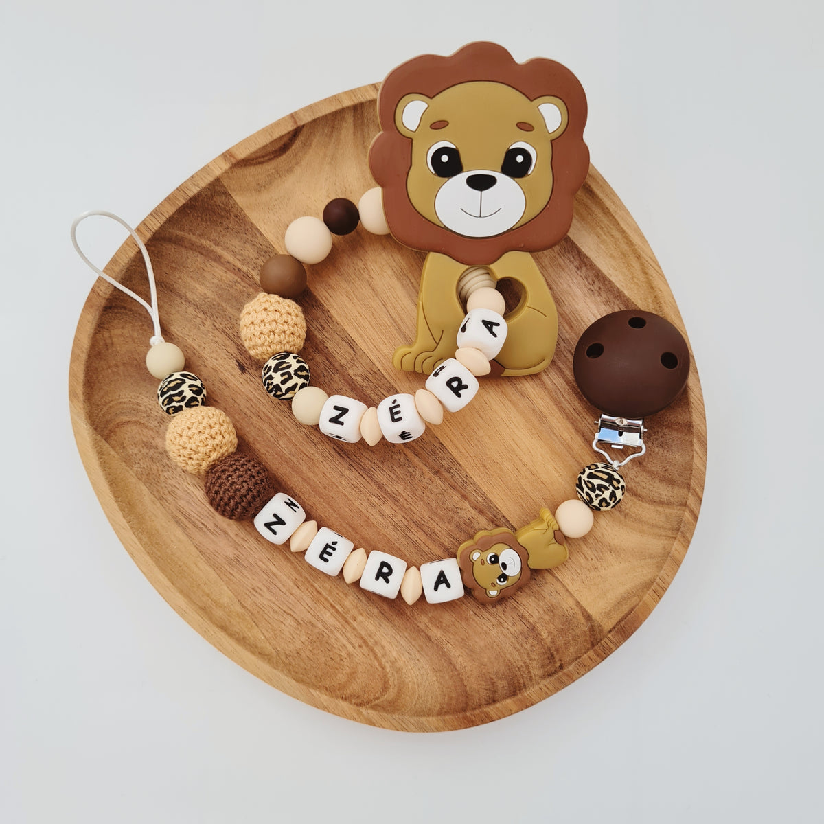 Dummy clip / Pacifier chain "brown lion"