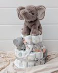 Gâteau de couches "Éléphant" en deux variantes de couleur