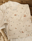 Long-sleeved shirt "Forest Animals", size 68 (3-6 months), organic cotton