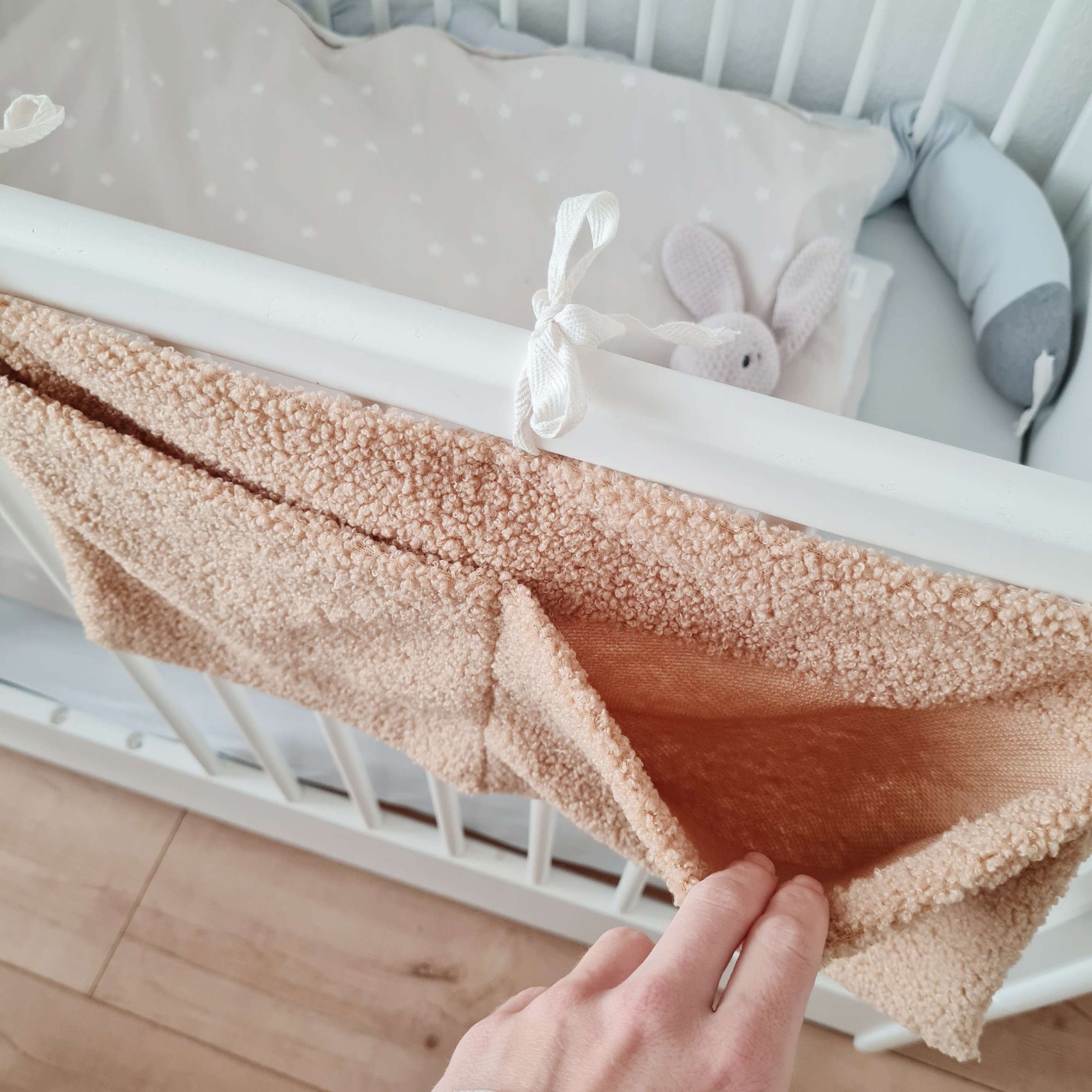 Storage / organizer made of teddy fabric with name
