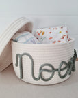 Basket with lid and personalized lettering