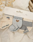 Socks Fox / blue and brown in a set of three