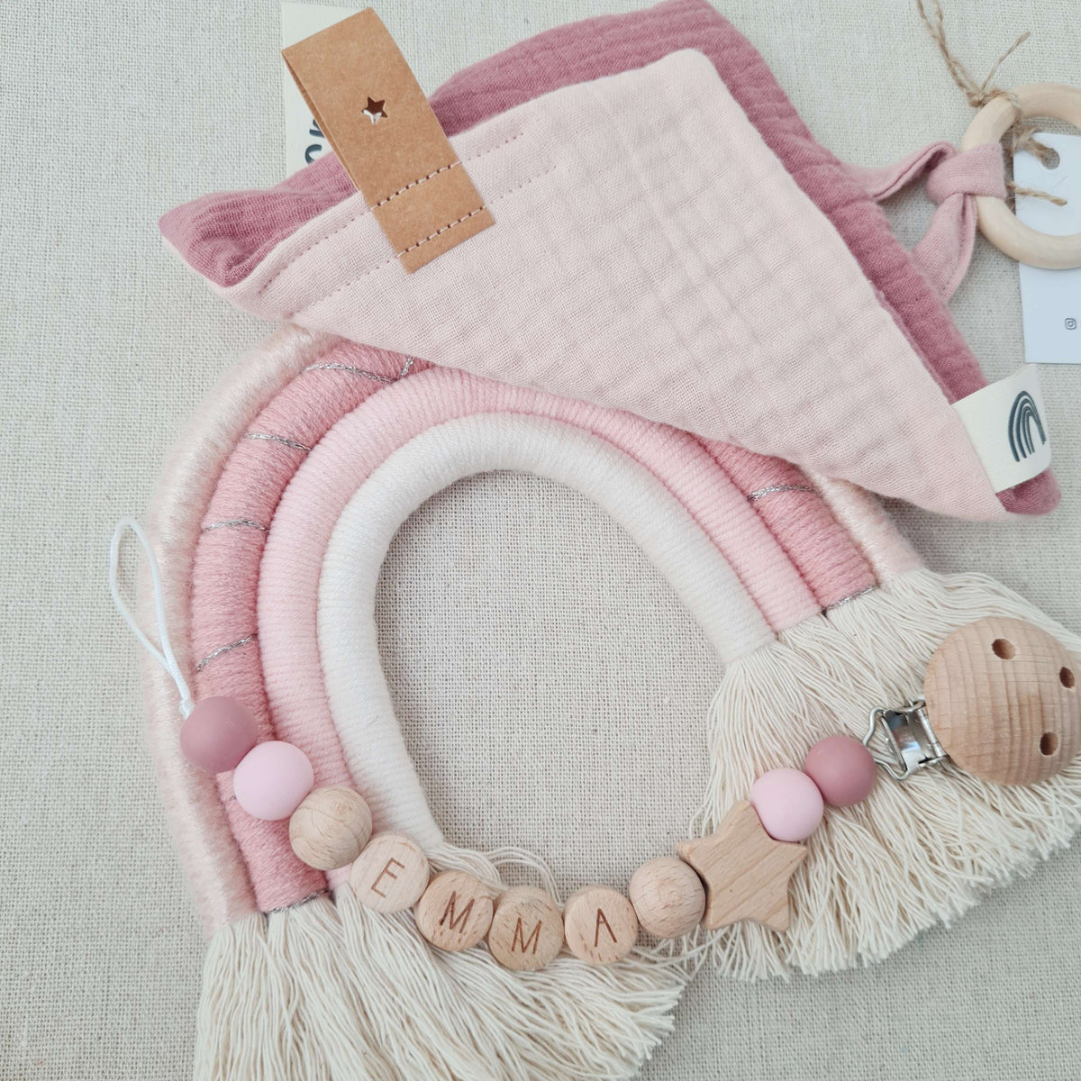 Gift Set "Blush &amp; Dusty Pink with Crinkle Cloth and Rainbow"