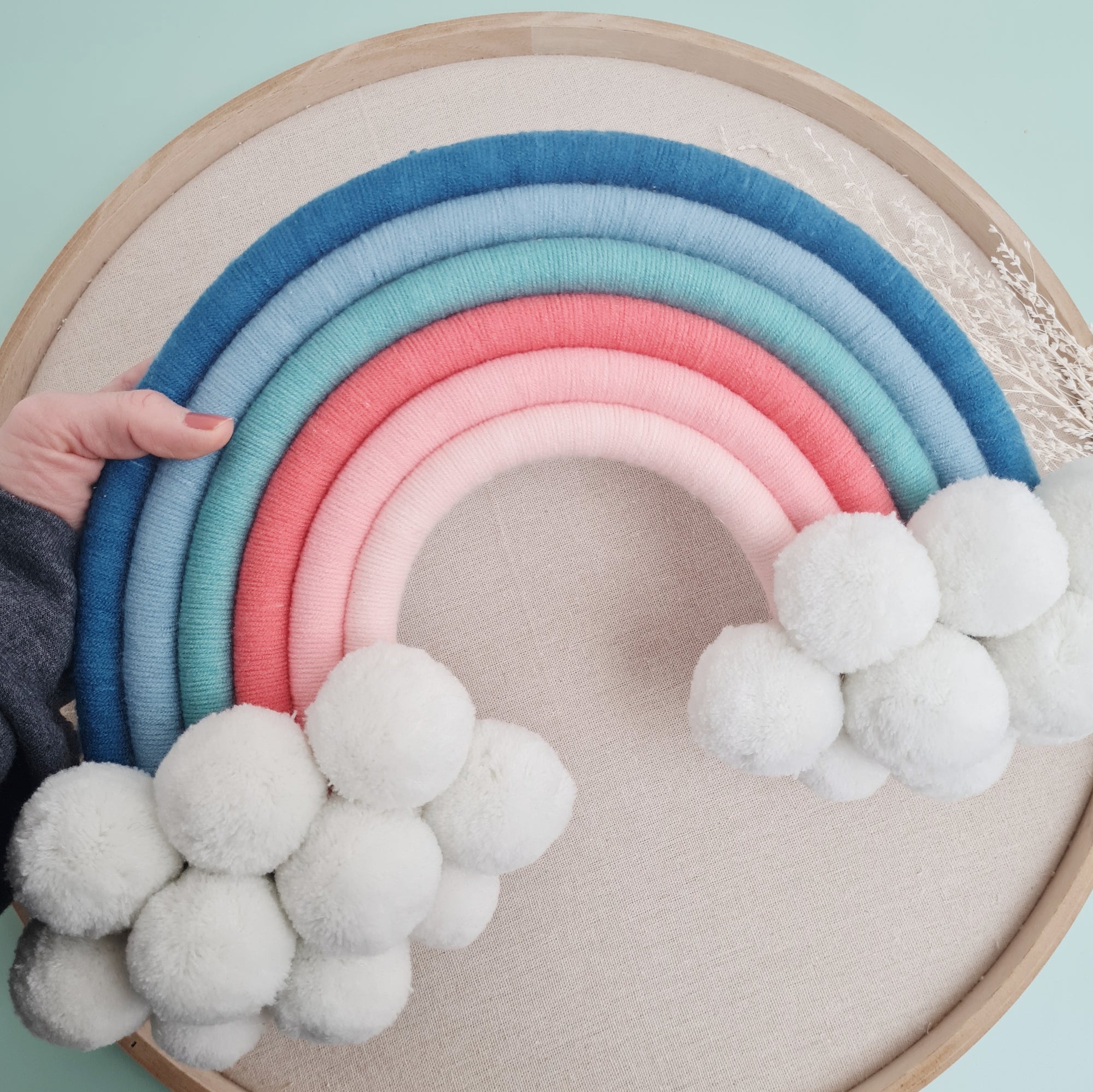 Regenbogen mit Wolken "Blau Pink"