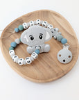 Attache-tétine "éléphant gris"
